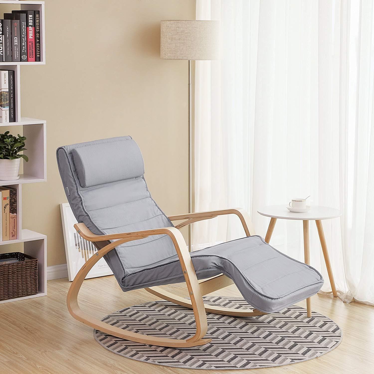 Nancy's Stone Ridge Schommelstoel - Relax Stoel - Loungestoel - Grijs - Katoen / Berkenhout