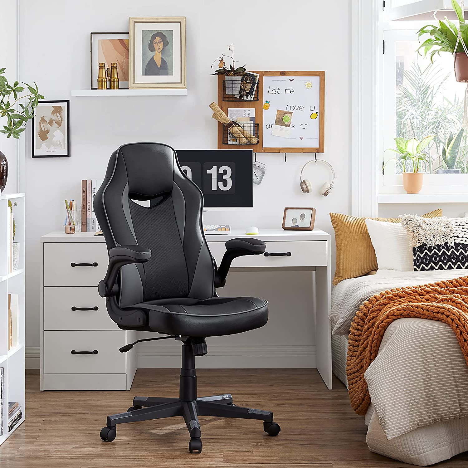 Nancy's Cooperage Chaise de bureau - Chaise pivotante - Ergonomique - Hauteur réglable - Simili cuir - Plastique - Noir 0 75 x 64 x (110-120) cm 
