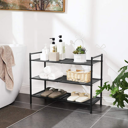 Nancy's Dumas Schoenenrek - 3 Niveaus - Stapelbaar - 9-12 Paar Schoenen - Staal - Zwart - ± 70 x 30 x 50 cm