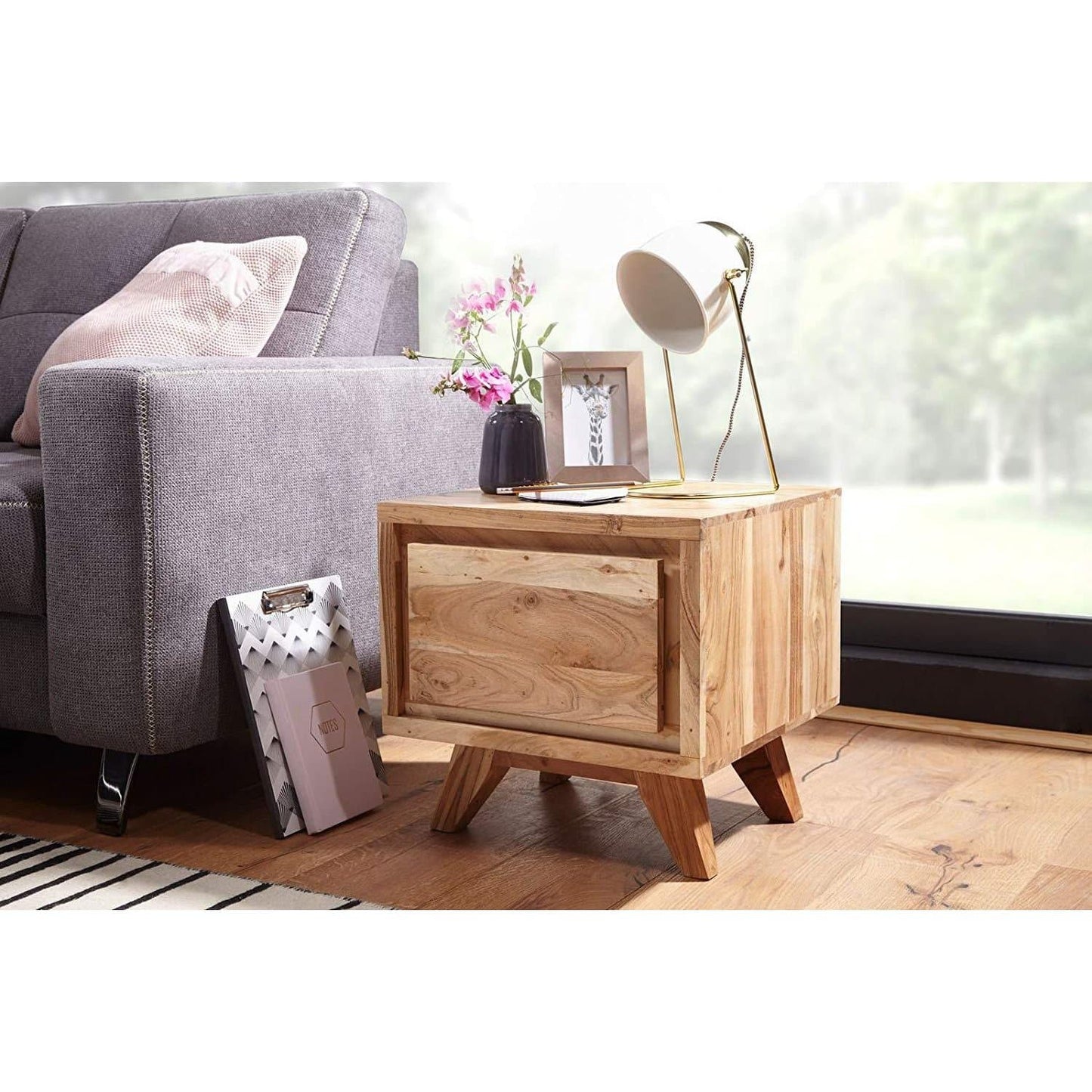 Table de Chevet de Nancy - Table d'Appoint en Bois - Marron - 45 x 45 x 44 cm
