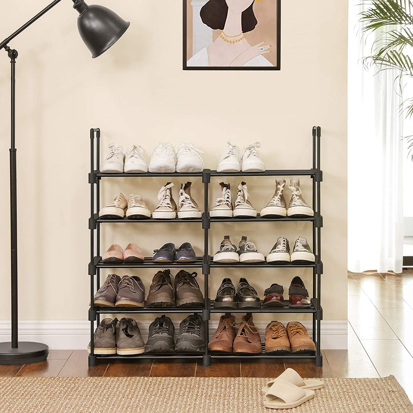 Nancy's Elkhart Storage Rack - 10 Levels - Shoe Cabinet - Shoe Rack - 45 x 30 x 174 cm - Black