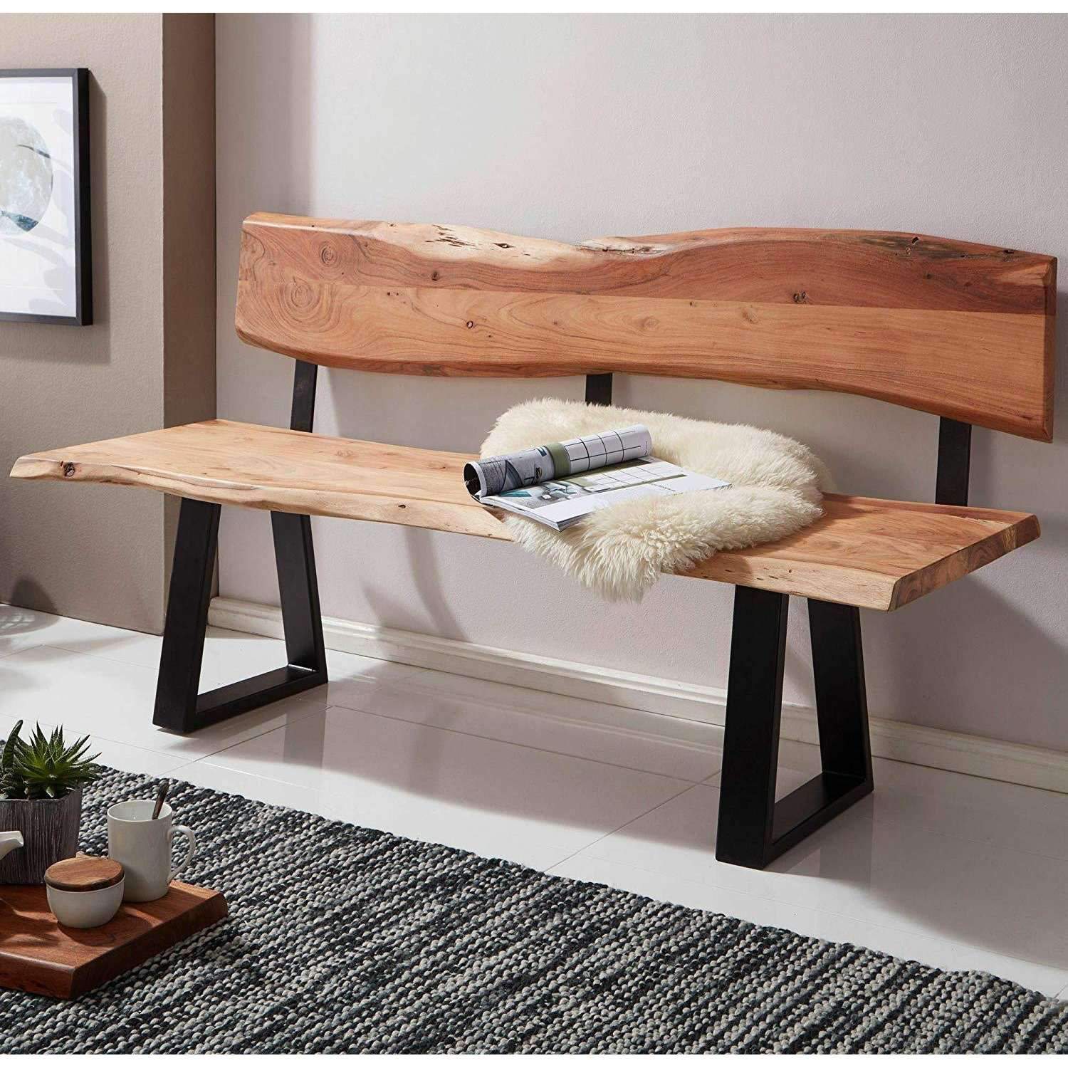 Nancy's Olney Zitbank - Eetkamerbank - Eetbank - Acaciahout - ± 180 x 60 x 85 cm