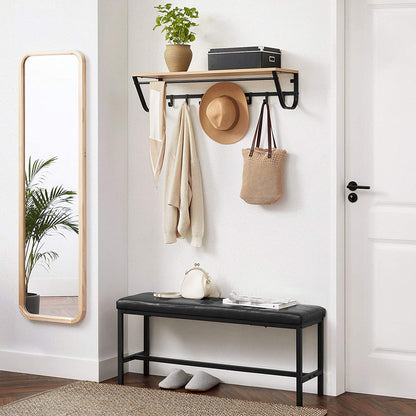 Nancy's Powell Eetkamerbank - Gestoffeerde Bank - Keukenbank - PU-Afdekking - Stalen Frame - Bruin - Zwart - 108 x 32,5 x 48 cm