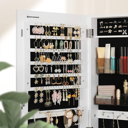 Nancy's Rosemead Jewelry Mirror - Jewelry Cabinet - Mirror Cabinet - Make-Up Organizer - Frameless - Lockable - White - MDF - 41.2 x 36.5 x 152 cm