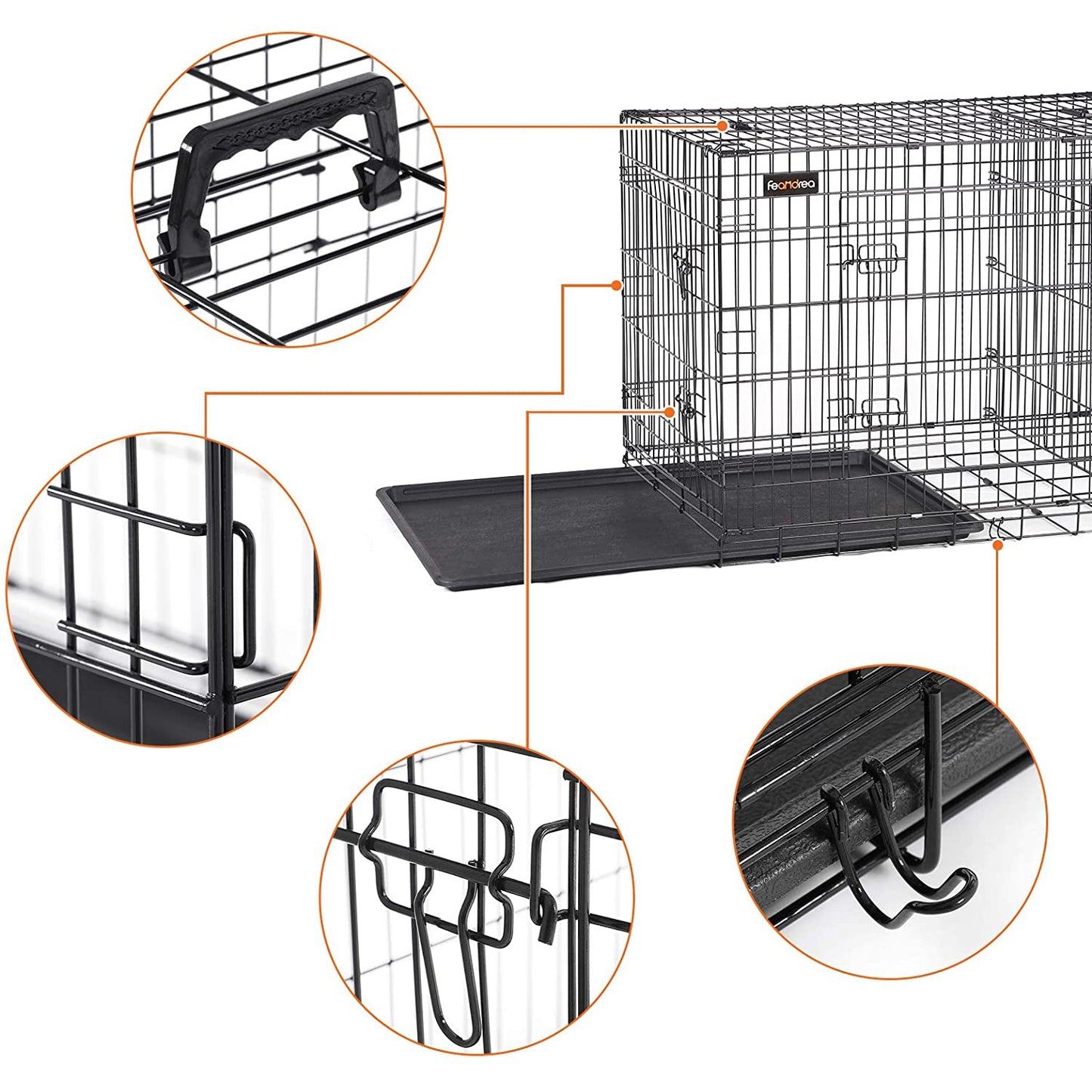 Cage pour chien de Nancy - Banc - Chiens - 2 Portes - Chenil - 107 x 70 x 77,5 cm