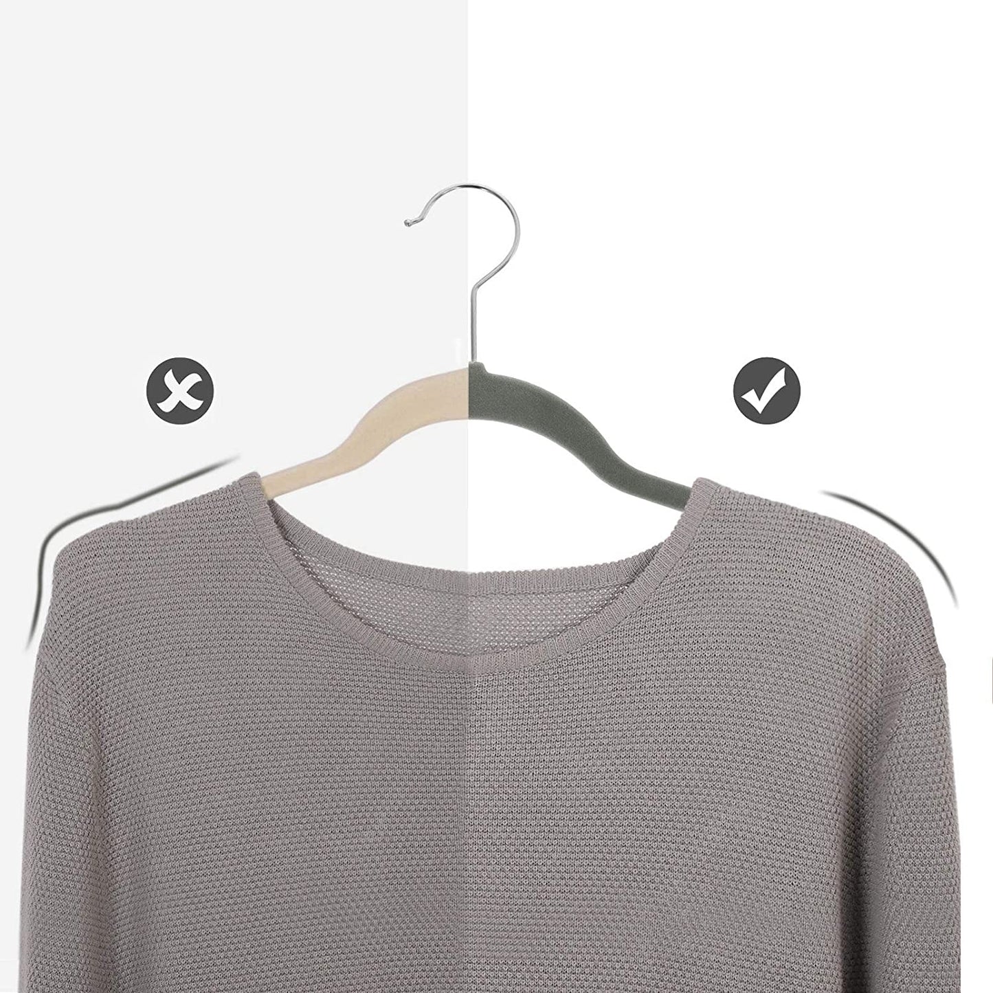 Nancy's Fluwelen Kledinghangers - Set Van 30 - Anti-Slip - Draaibare Haak - Jassen - Shirts - Grijs