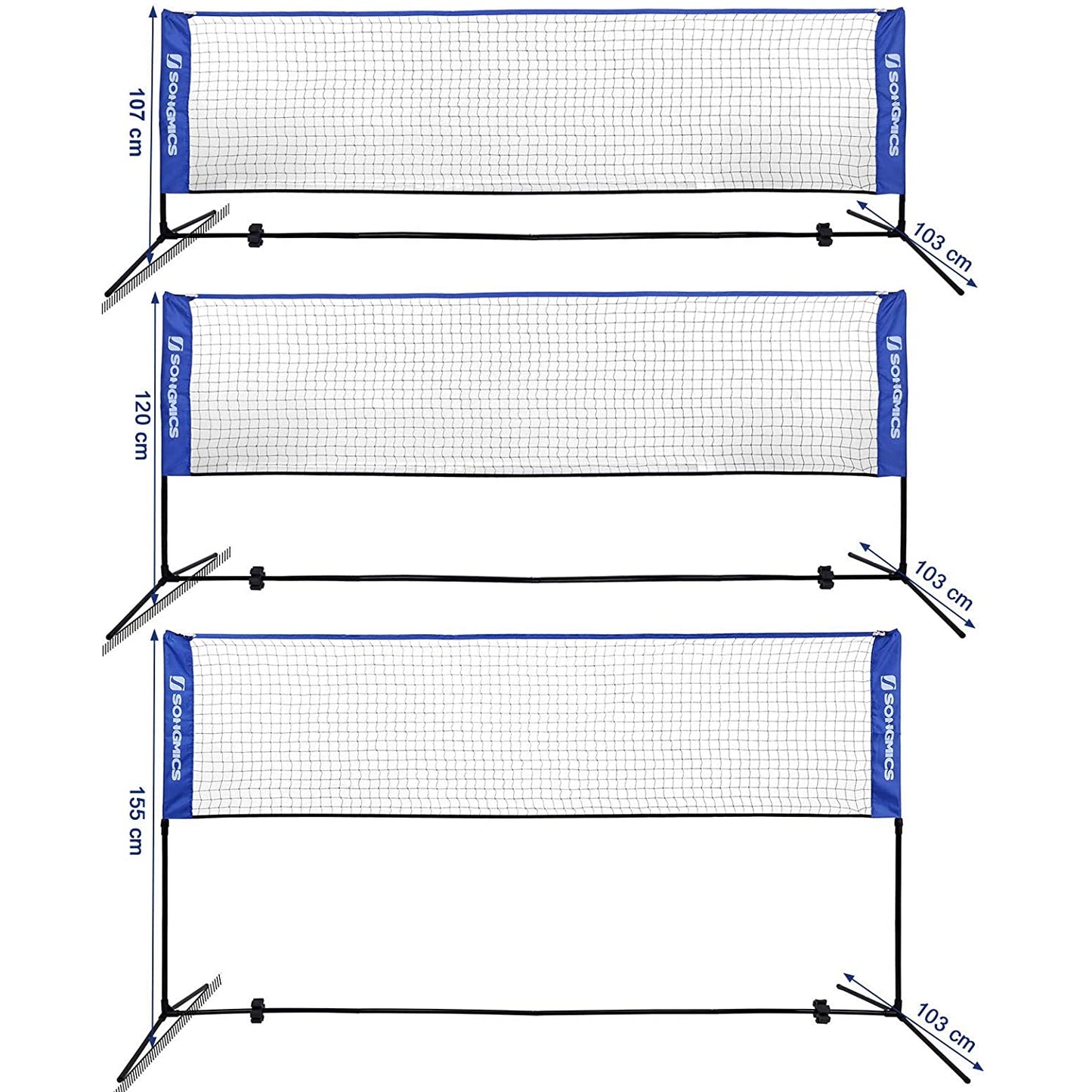 Nancy's Fullarton Badmintonnet - Tennisnet - Hoogte Verstelbaar - Ijzer Frame - Transporttas - Blauw - Zwart - Geel