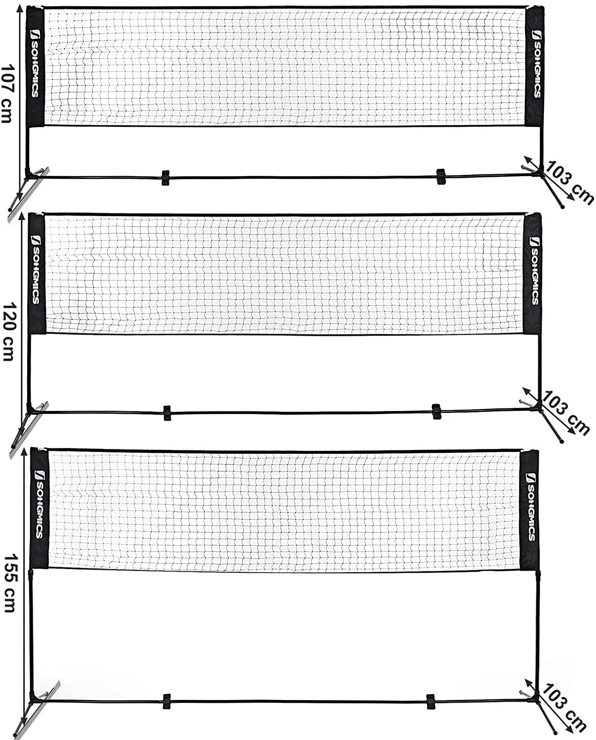 Nancy's Fullarton Badmintonnet - Tennisnet - Hoogte Verstelbaar - Ijzer Frame - Transporttas - Blauw - Zwart - Geel