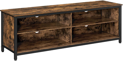 Nancy's Coon TV Meubel - TV Kast - Lowboard - Tot 65 Inch - Opbergruimte - Kabelgaten - Industrieel - Bewerkt Hout - Metaal - Open Vakken - Bruin - Zwart - 147 x 40 x 60 cm