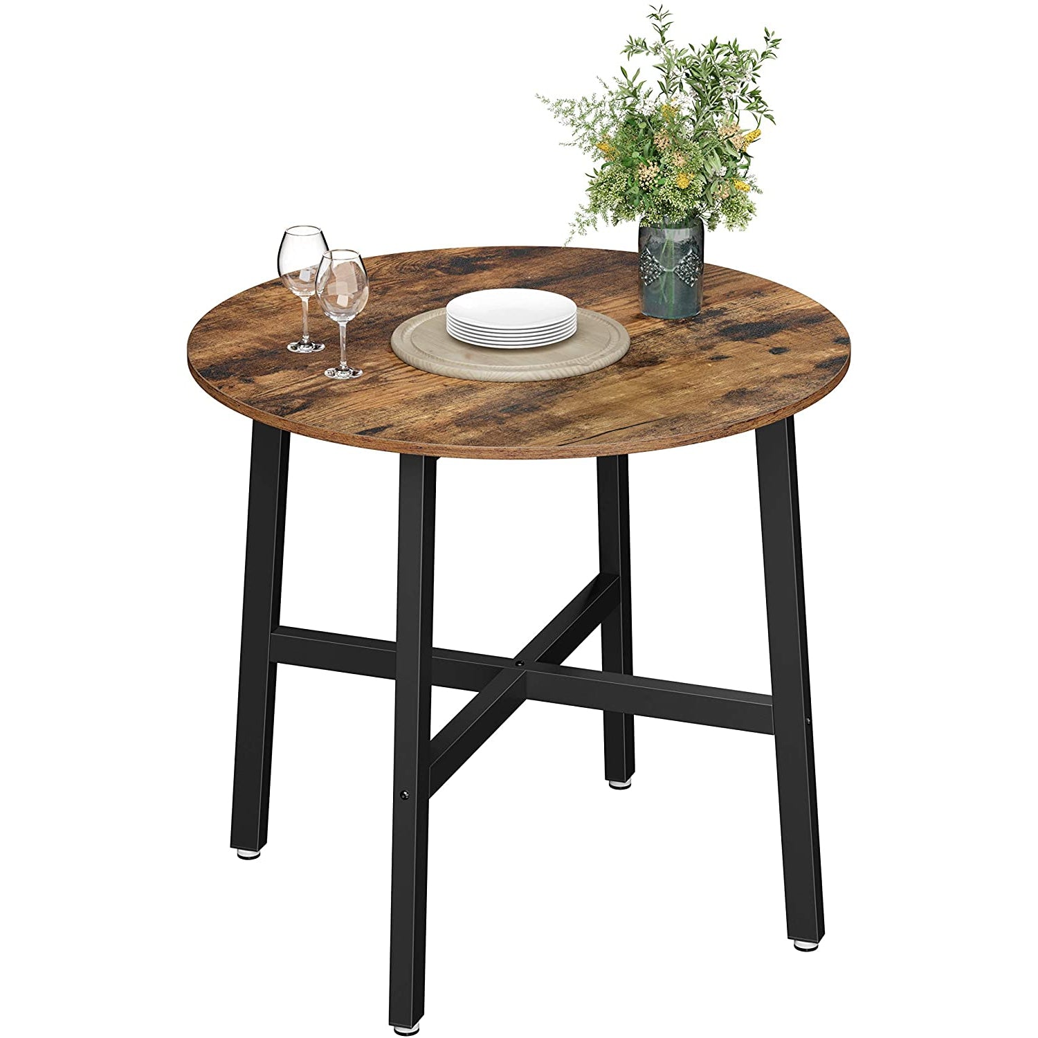 Nancy's Sparks Eettafel klein - Keukentafel - Industrieel - Bruin / Zwart - Ø 80 x 75 cm