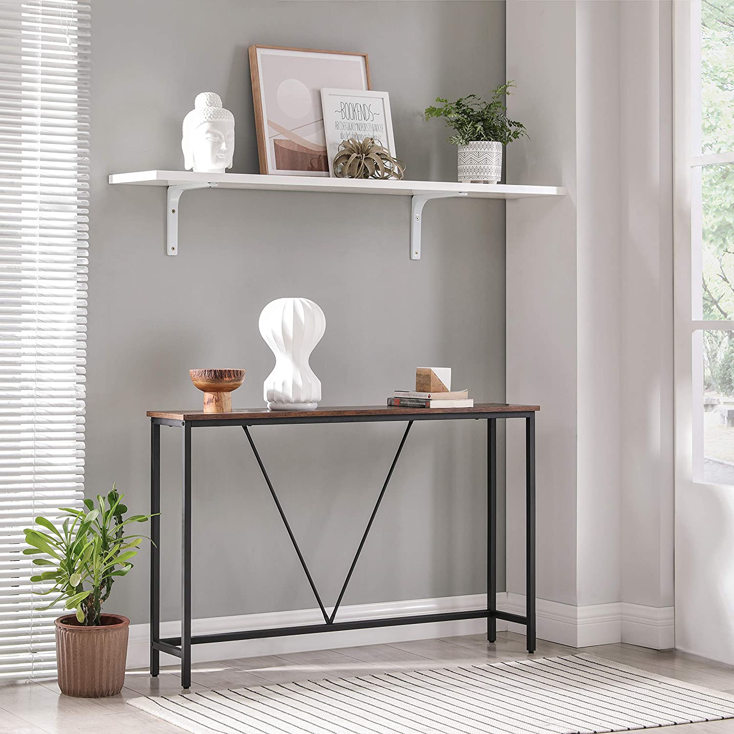 Nancy's Consoletafel Omaha - Vintage tafel - Industrieel - Bruin/Zwart - 120 x 23 x 74 cm