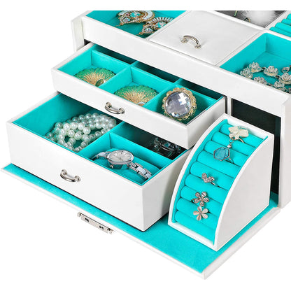 Nancy's Jewelry Box Blanc - Boîte à bijoux avec miroir - Trousse à cosmétiques