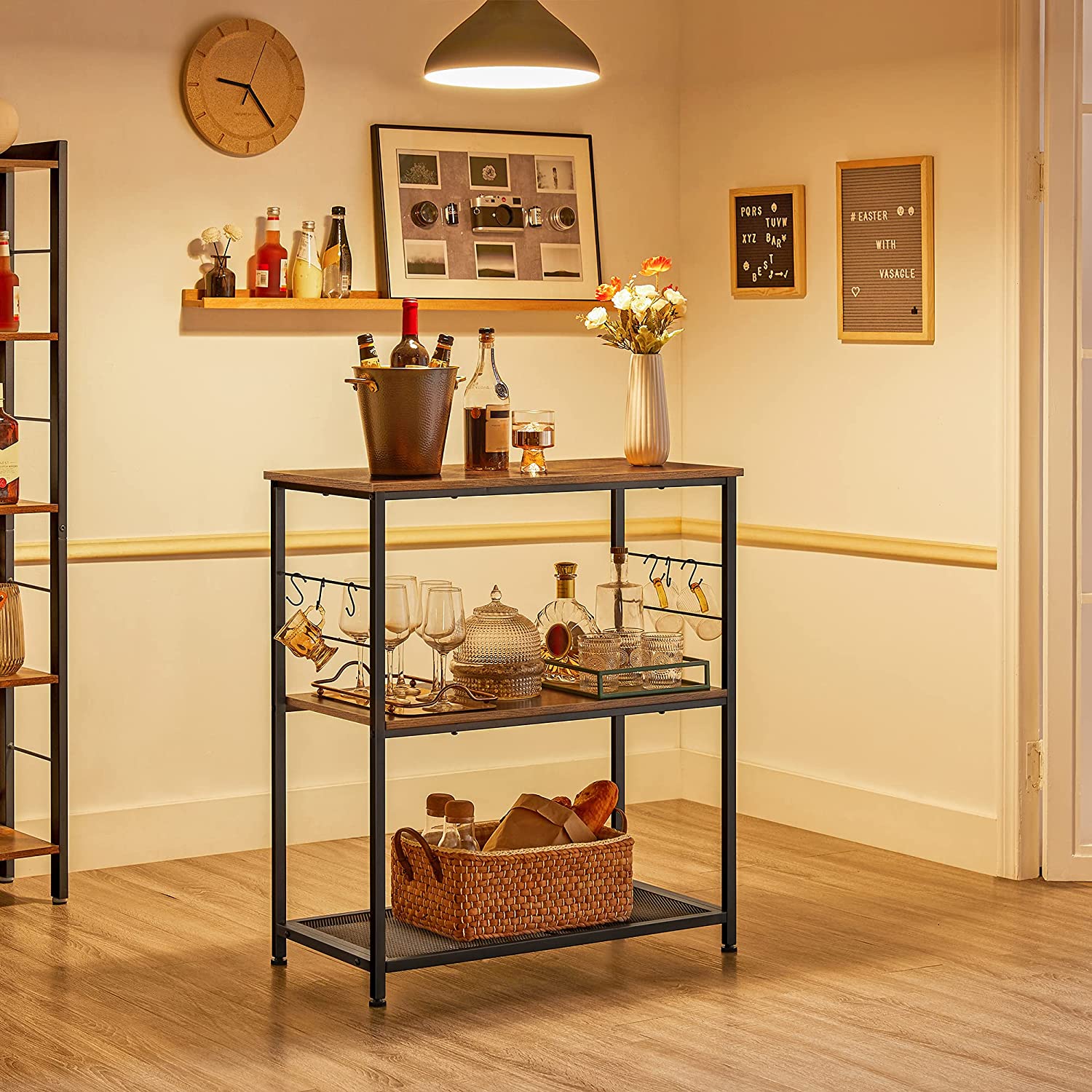 Nancy's Franklin Keukenrek - Organizer - Opbergkast - Vintage Bruin / Zwart - 80 x 40 x 90 cm