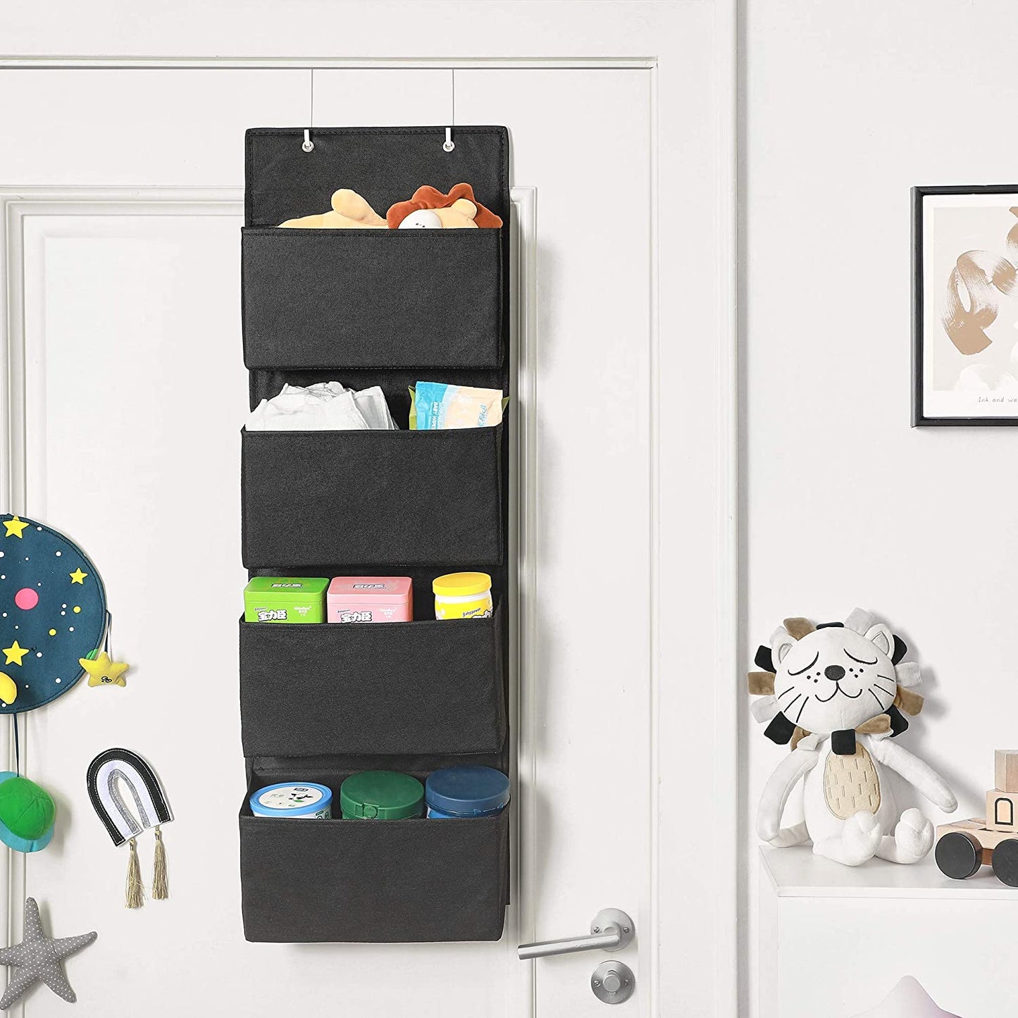 Nancy's Maricopa Organizer - Hangende Organizer - 4 Vakken - Opslag - Deur - Zwart - 33.5 x 12 x 100 cm