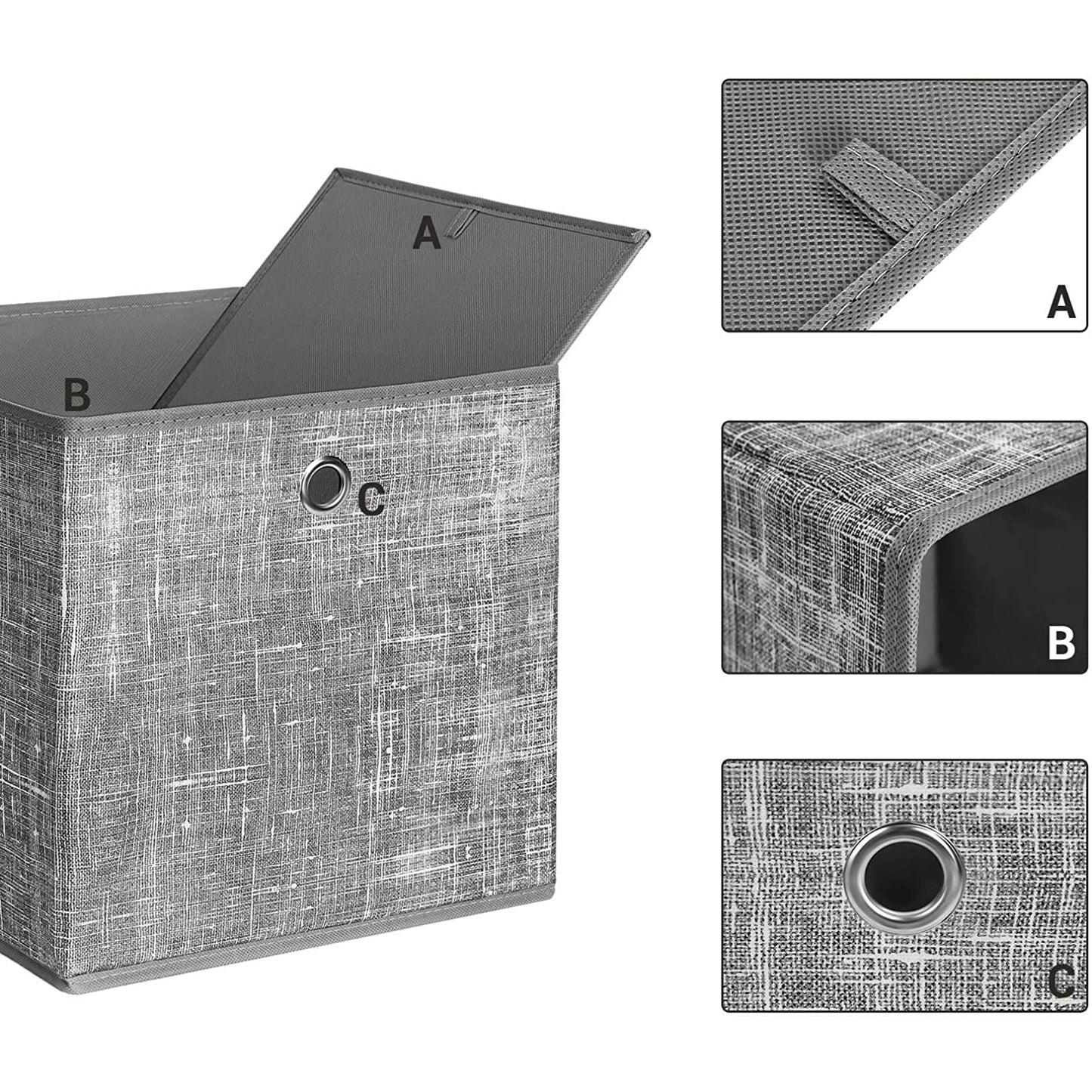 Nancy's Calderwood Storage Boxes - Set Of 6 - Foldable Boxes - Non Woven - Organizer - Gray - 30 x 30 x 30 cm