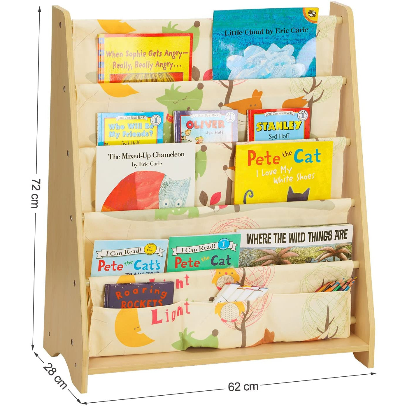 Nancy's Boekenrek met 4 niveaus - Boekenkast voor kinderen - Opbergrek voor boeken, schoolmaterialen, voor kinderkamer of kleuterschool - Esdoorn hout