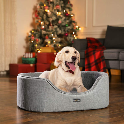 Nancy's Caverley Hondenmand - Dierenbed - Hondenbed - Omkeerbaar Kussen - Wasbaar - Grijs - Pluche - 92 x 72 x 28 cm