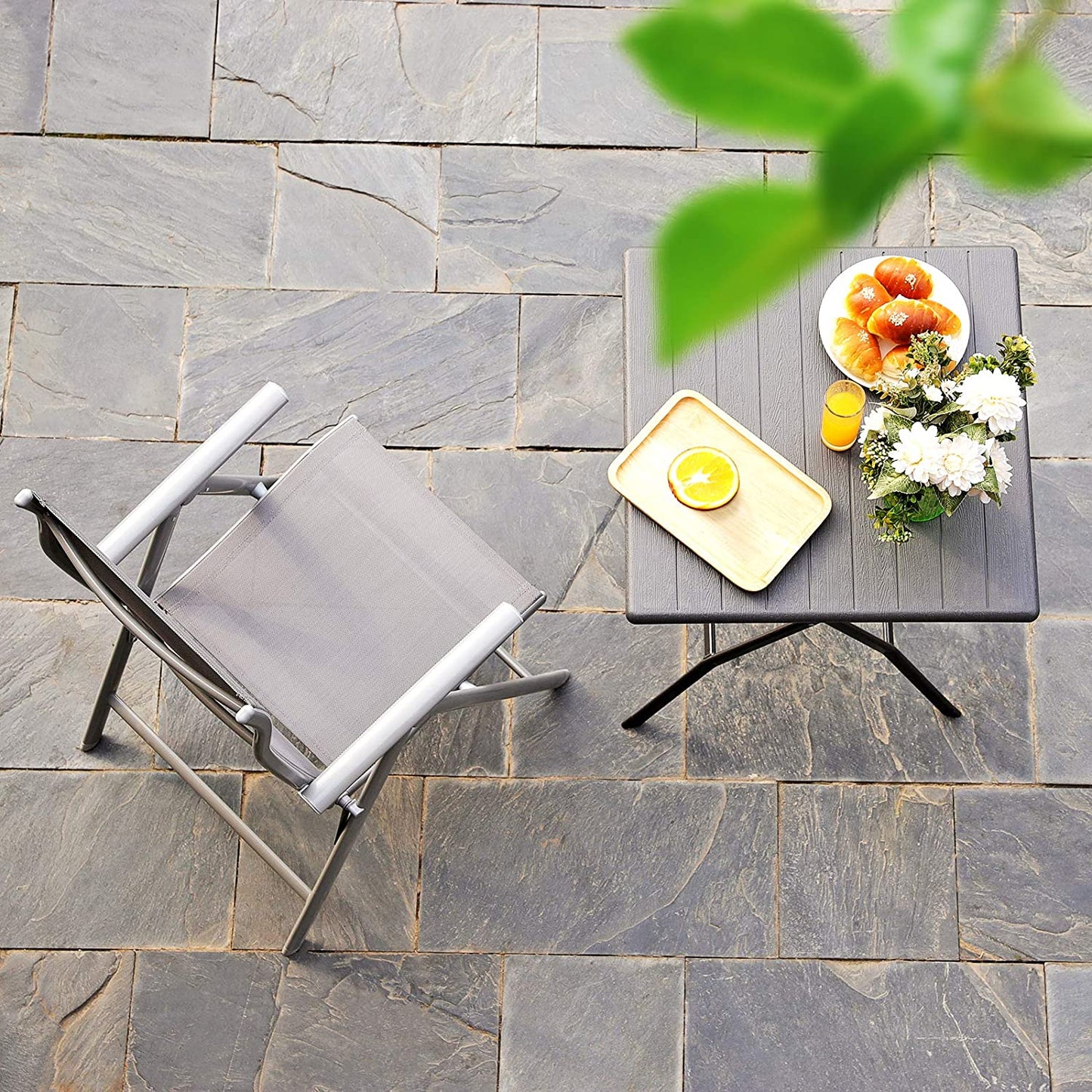 Nancy's Tuinstoel - Verstelbare tuinstoel - Campingstoel - Grijs - 56 x 70 x 106 cm