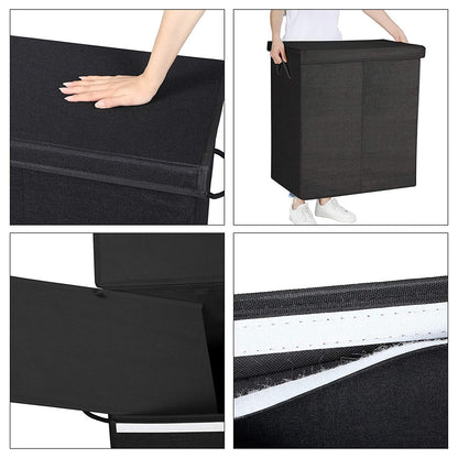 Panier à linge noir de Nancy - Paniers à linge avec couvercle - Pliable - 69,25 x 39,4 x 5,6 cm