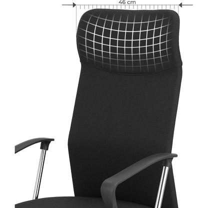 Chaise de bureau Nancy's Cheminis - Chaise pivotante - Ergonomique - Chaise de direction - Hauteur réglable - Rembourrée - Noir - 63 x 63 x (110-120) cm 