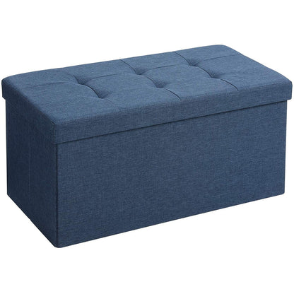 Nancy's Hocker Blue - Canapé Avec Rangement - Canapé En Lin 76 x 38 x 38 cm