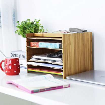 Nancy's Hazeldale Archiefkast - Organizer - Papierhouder - Bureau - Verstelbare Planken - Bamboe - Natuurlijke Kleur - 32,5 x 24,5 x 25 cm