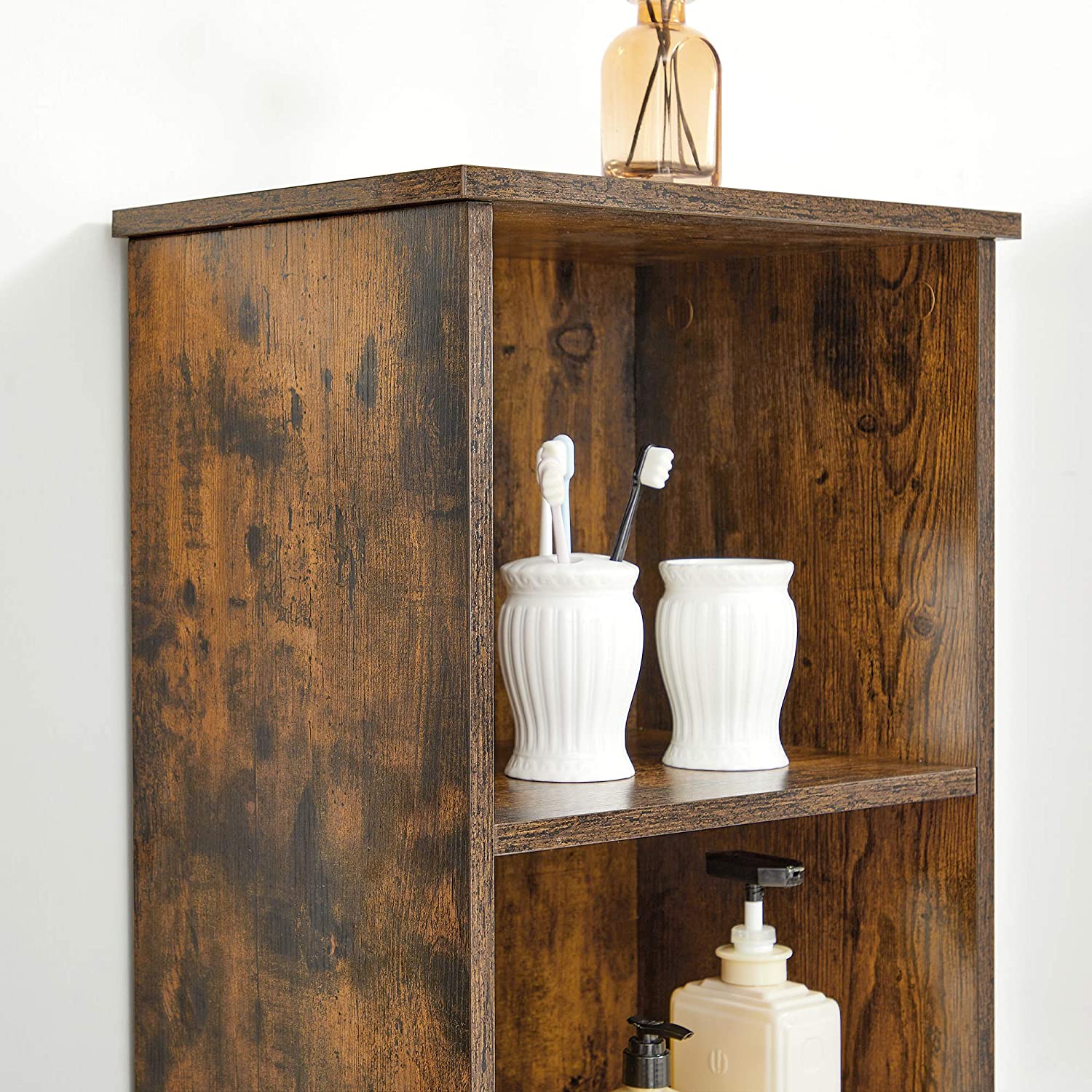 Nancy's Palm City Badkamerkast - Opbergkast - Badkamermeubel - Vintage Bruin - ± 40 x 30 x 165 cm
