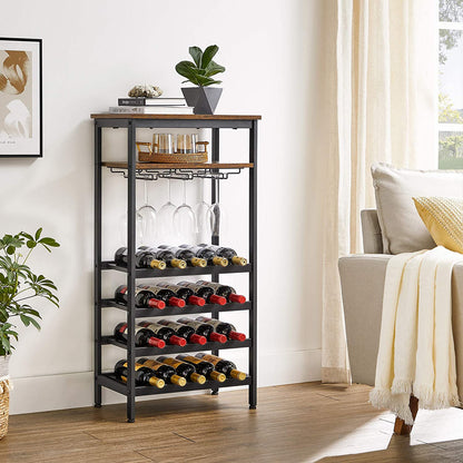 Nancy's Geneva Wine Rack - Bottle Rack - 20 Bottles - Glass Holder - 50 x 32 x 100 cm - Industrial - Brown