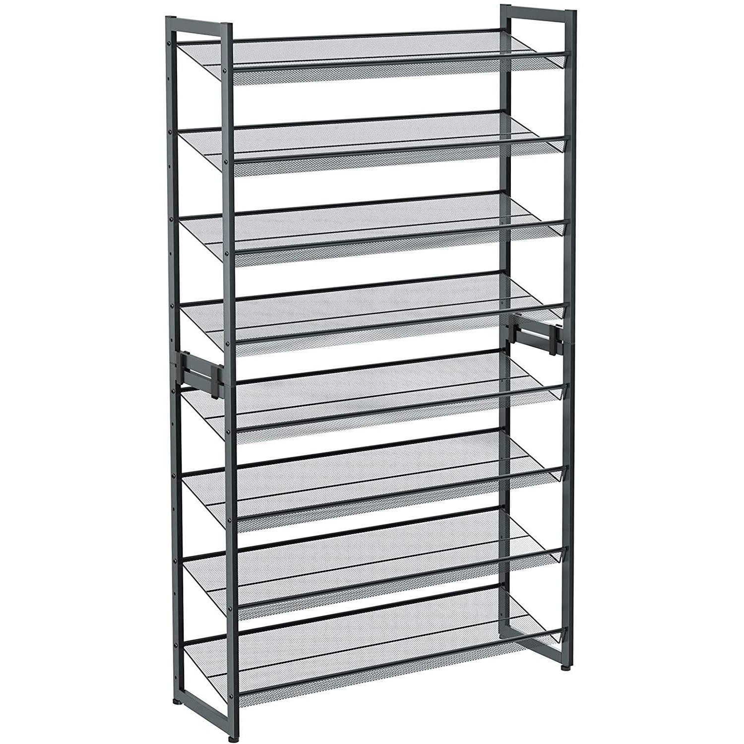 Nancy's Sacavem Schoenenrek - Schoenenkast - Stapelbaar - Voor 40 Paar Schoenen - Grijs - ± 90 x 30 x 165 cm