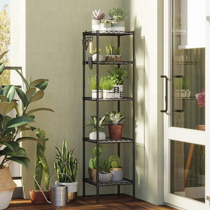 Nancy's Granby Bathroom rack - Storage rack - Shelving unit - 4/5 Levels - Steel - Black - Hooks - 30 x 30 x 123.5 cm 