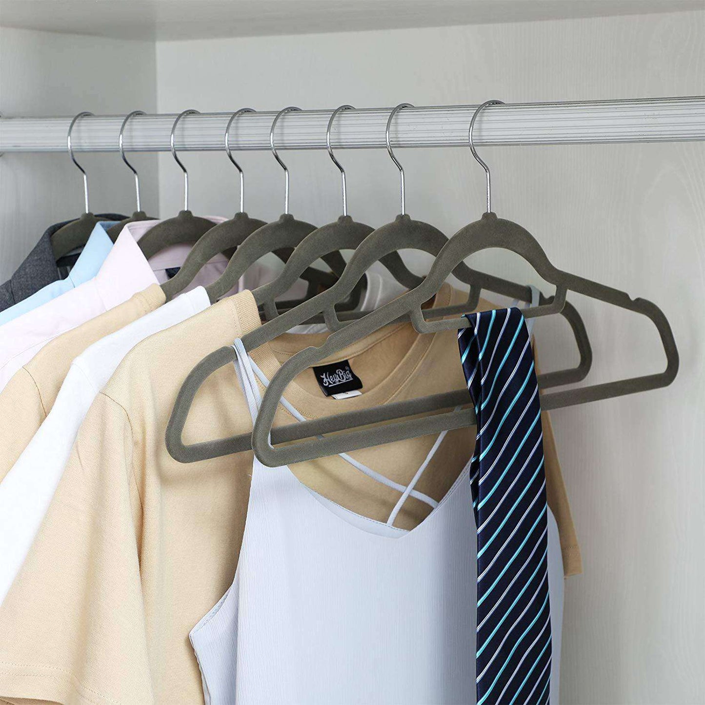 Nancy's Kleerhangers - 100 Stuks - Anti slip - Draaibare Metalen Haak - Grijs