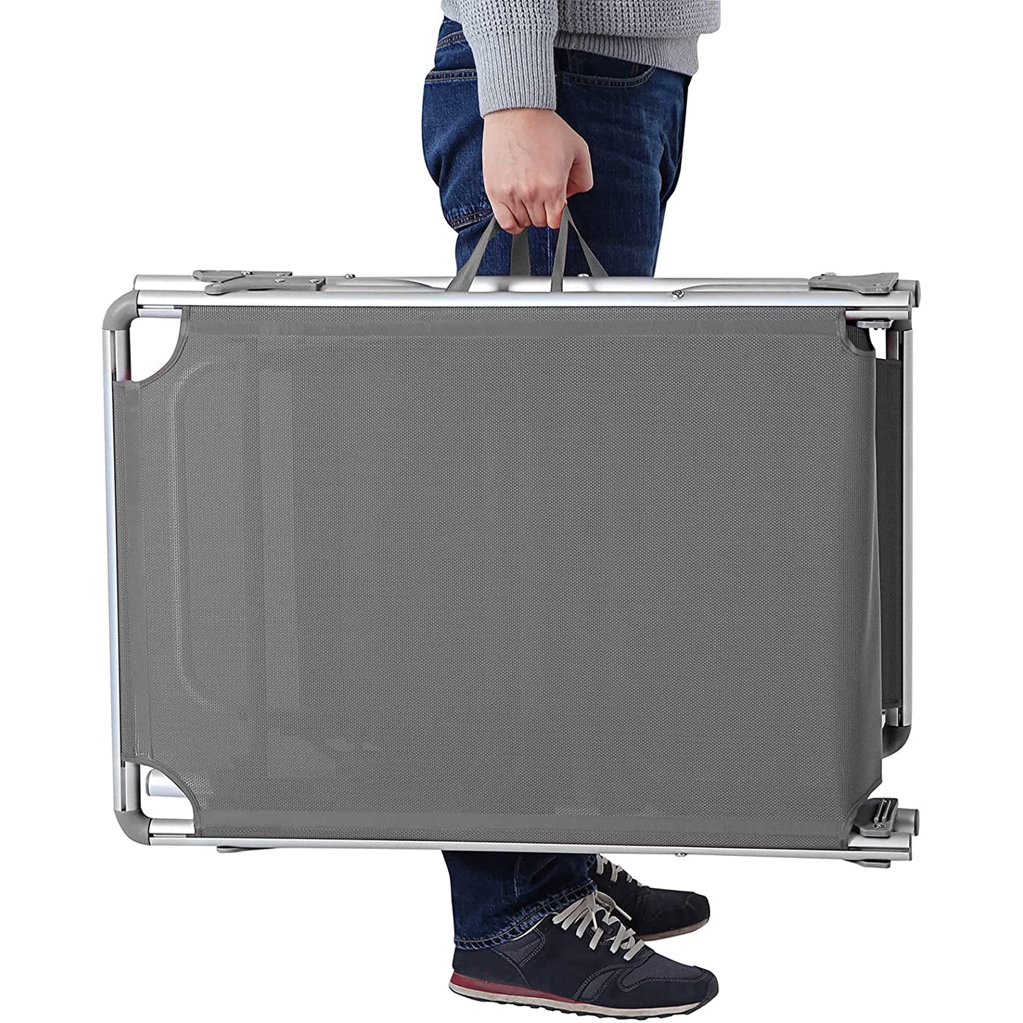 Nancy's Goulds Ligstoel - Zonnedak. - Strandbed - Rugleuning Verstelbaar - Antraciet - 55 x 193 x 31 cm