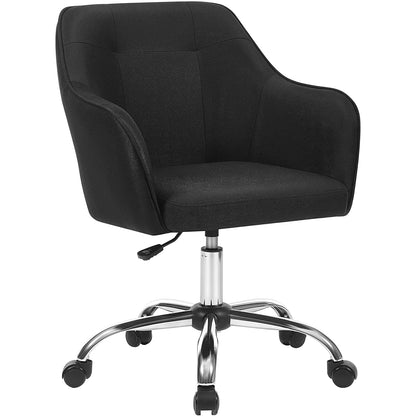 Nancy's Gateway Office chair - Swivel chair - Office chair - On wheels - Height adjustable - Steel - Imitation linen - Black - Silver - 65 x 69 x (83-93) cm 