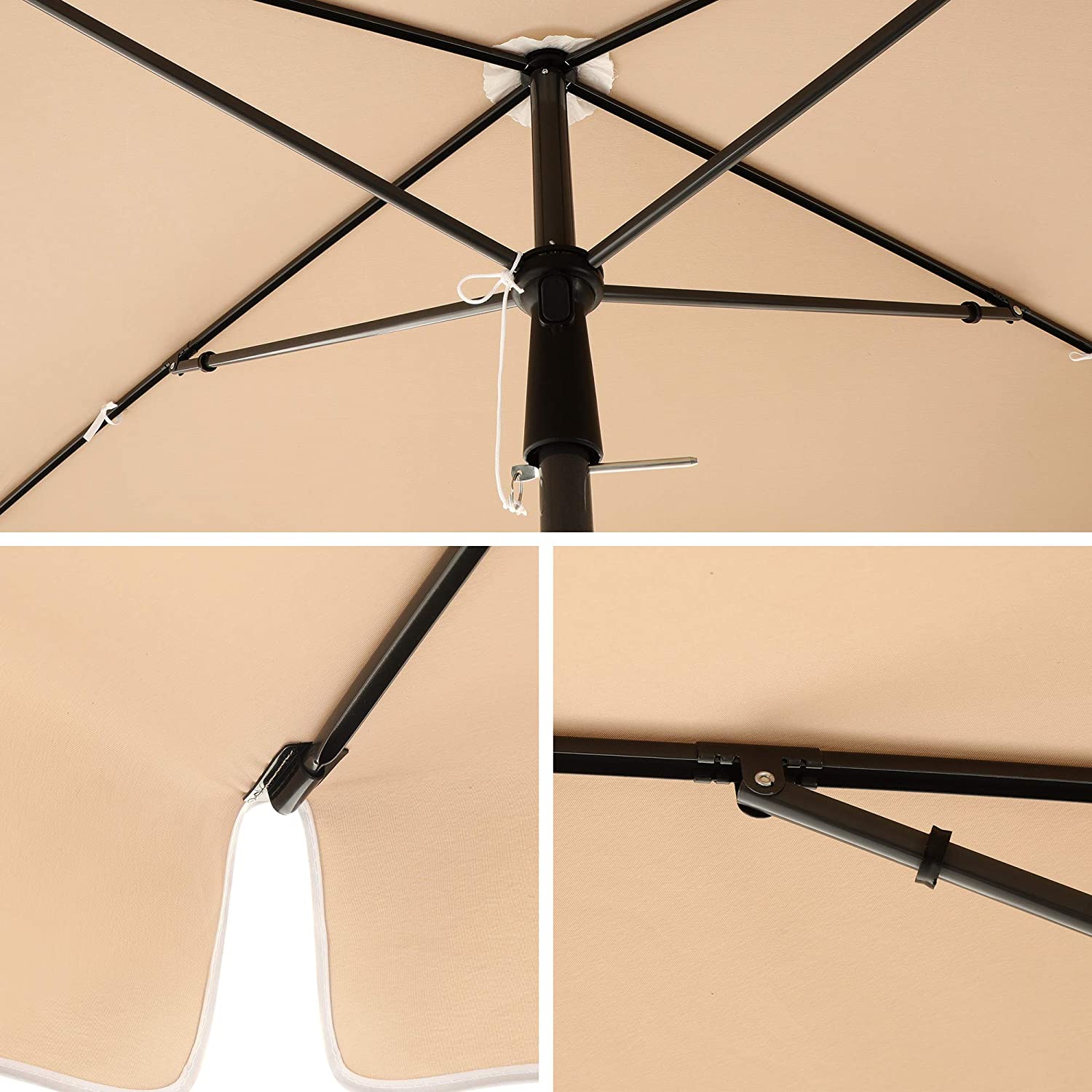 Nancy's Buck Point Parasol - Rechthoekig - Tuinparasol - Draagtas - Statief - Taupe - 200x 125 cm