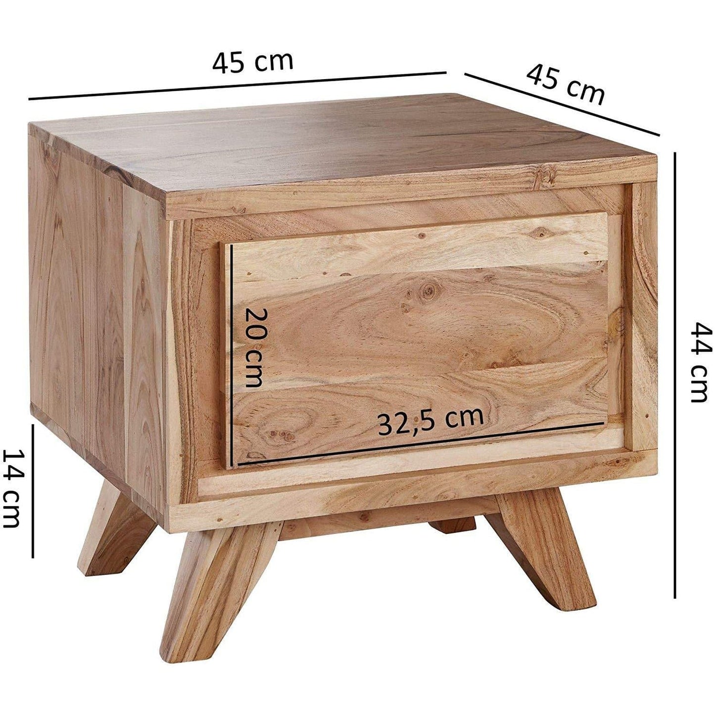 Table de Chevet de Nancy - Table d'Appoint en Bois - Marron - 45 x 45 x 44 cm