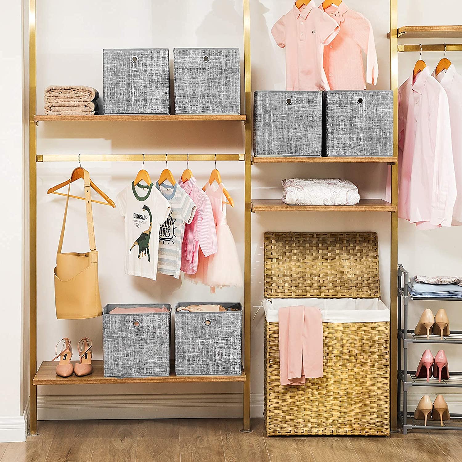Nancy's Calderwood Opbergdozen - Set Van 6 - Vouwbare Dozen - Organizers - Grijs - Stof - 30 x 30 x 30 cm