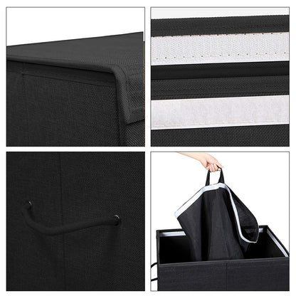 Panier à linge noir de Nancy - Paniers à linge avec couvercle - Pliable - 69,25 x 39,4 x 5,6 cm