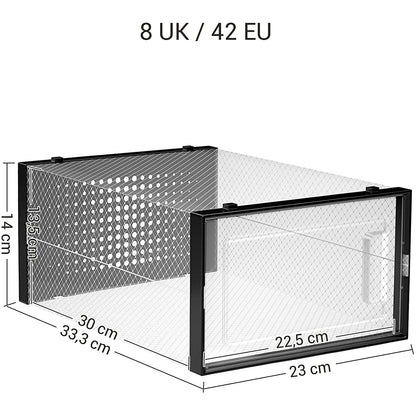Nancy's Schoenendozen - 18 Opbergdozen - Opvouwbaar en stapelbaar - Transparant-zwart - 31 x 24,5 x 17,5 cm