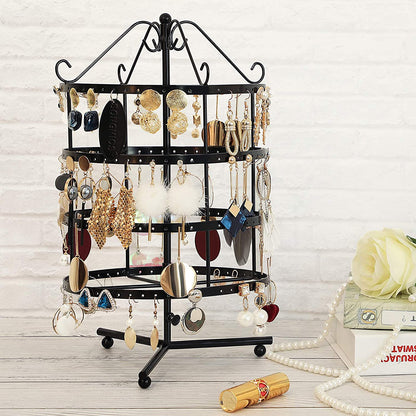 Nancy's Jewelry Holder Deluxe 4 niveaux - Support pour boucles d'oreilles rotatif à 360º - Noir