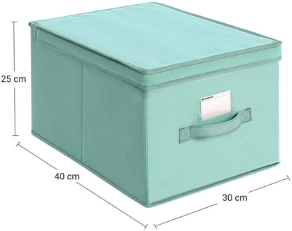 Nancy's Goodfare Opbergdozen -  Vouwdozen - Set Van 3 - Deksel - Etikethouder - Stof - Groen - 40 x 30 x 25 cm