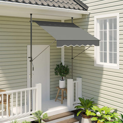 Nancy's Breslau Luifel - Zonwering - Tuin - Balkon - Verstelbare Hoogte - Aluminium - Polyester - Grijs - 150 x 130 cm