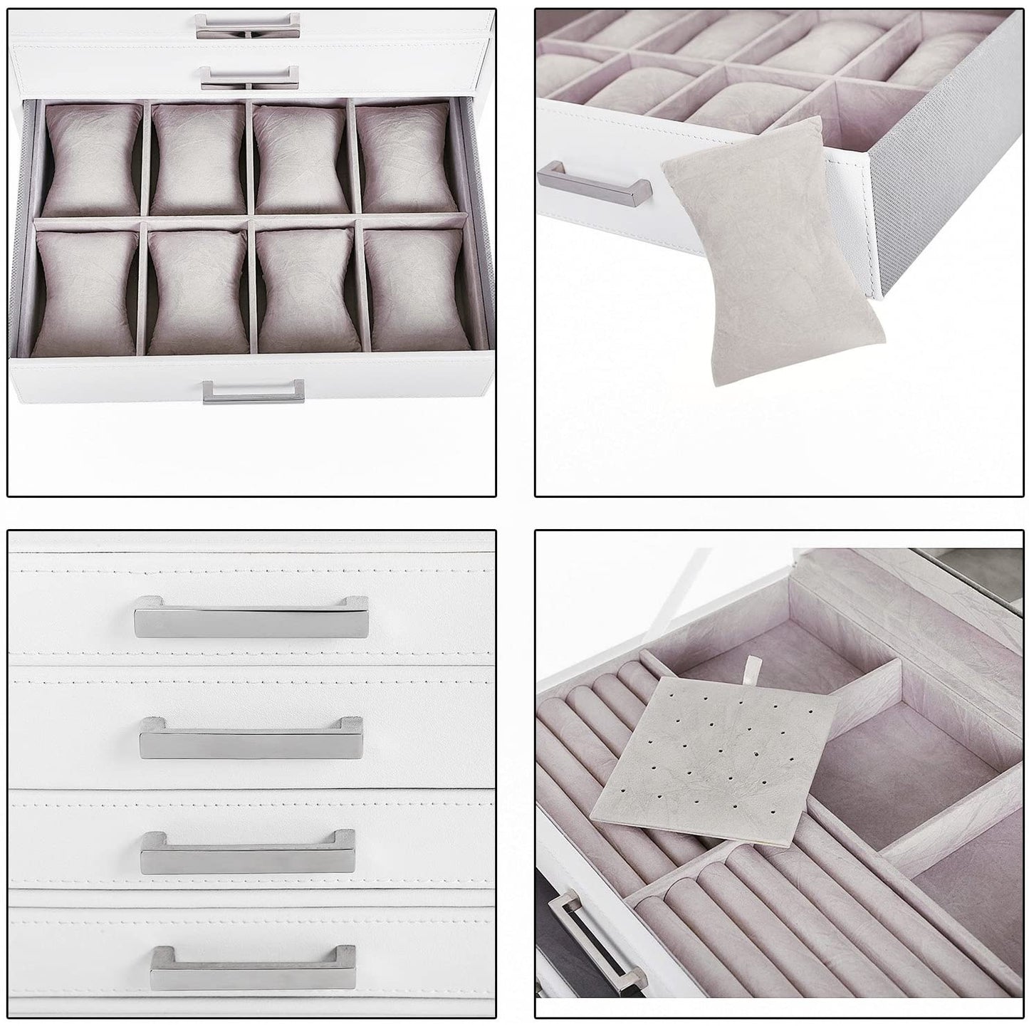 Nancy's Malveira Sieradendoos - Sieraden Organizer - Juwelendoos - Met Spiegel - Wit - Fluweel