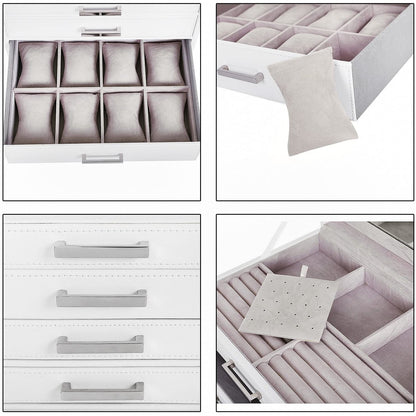 Nancy's Malveira Sieradendoos - Sieraden Organizer - Juwelendoos - Met Spiegel - Wit - Fluweel
