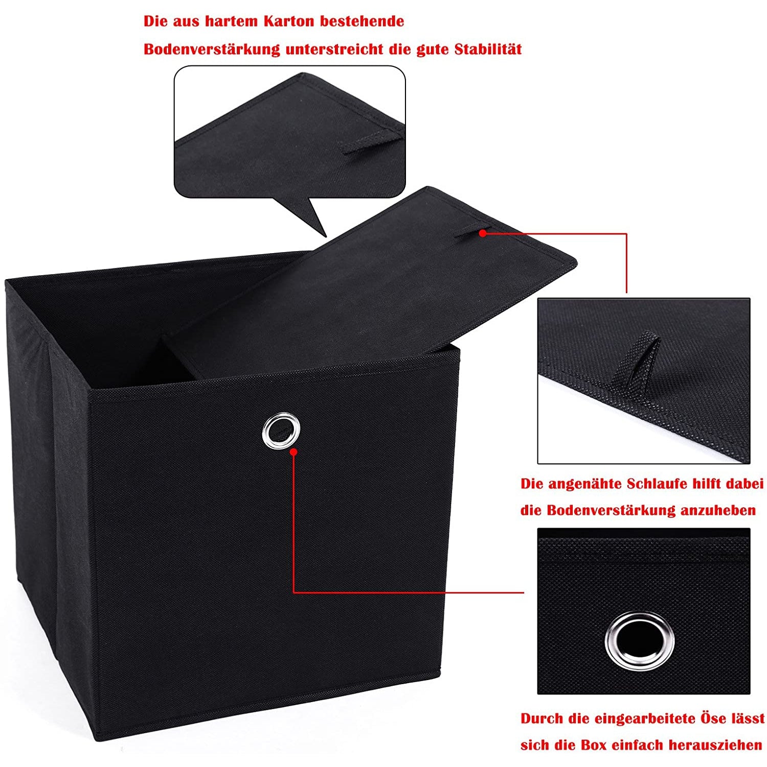 Nancy's 6 Opvouwbare Opbergdozen - Vouwdoos - Opbergboxen 30 x 30 x 30 cm - Zwart