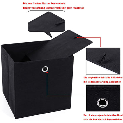 Nancy's 6 Opvouwbare Opbergdozen - Vouwdoos - Opbergboxen 30 x 30 x 30 cm - Zwart