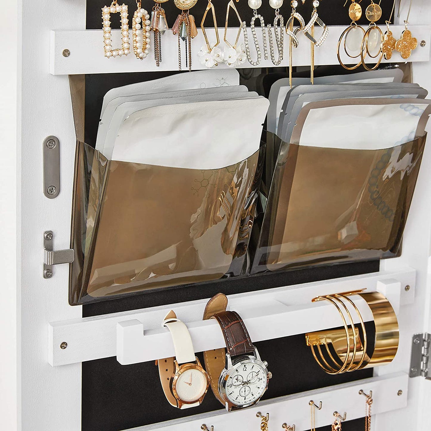 Nancy's Burntcoat Sieradenspiegel - Spiegelkast - Sieradenorganizer - Sieradenkast - Wit - ± 40 x 35 x 150 cm