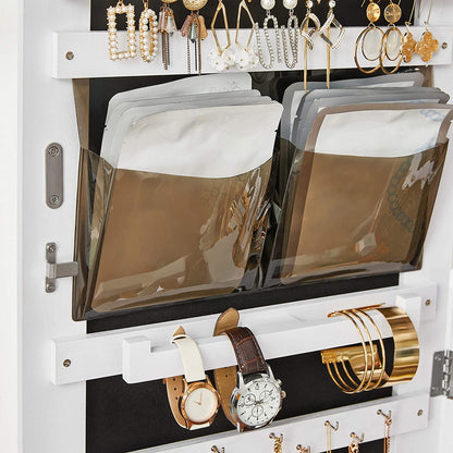 Nancy's Burntcoat Sieradenspiegel - Spiegelkast - Sieradenorganizer - Sieradenkast - Wit - ± 40 x 35 x 150 cm