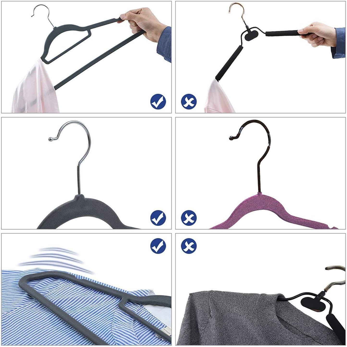 Nancy's - Ruimtebesparende Antislip kleerhangers - 20 Stuks - Ultra Dunne Kleerhangers met 360 graden draaibare haak - Kledinghangers