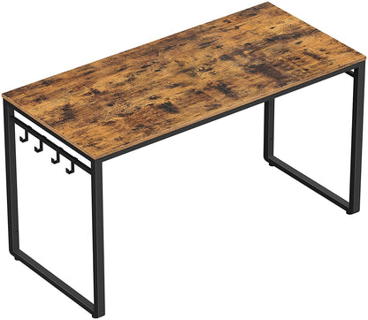 Nancy's Chase Lake Bureau - Computertafel - 8 Haken - Bewerkt Hout - Metaal - Bruin - Zwart - 120 x 60 x 75 cm