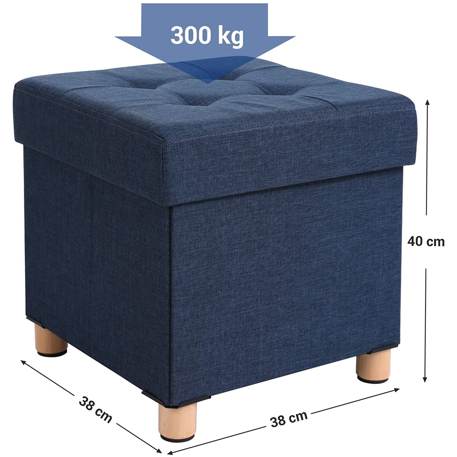 Nancy's Cela Hocker - Poef - Krukje met opbergruimte - Blauw - ± 40 x 40 x 40 cm